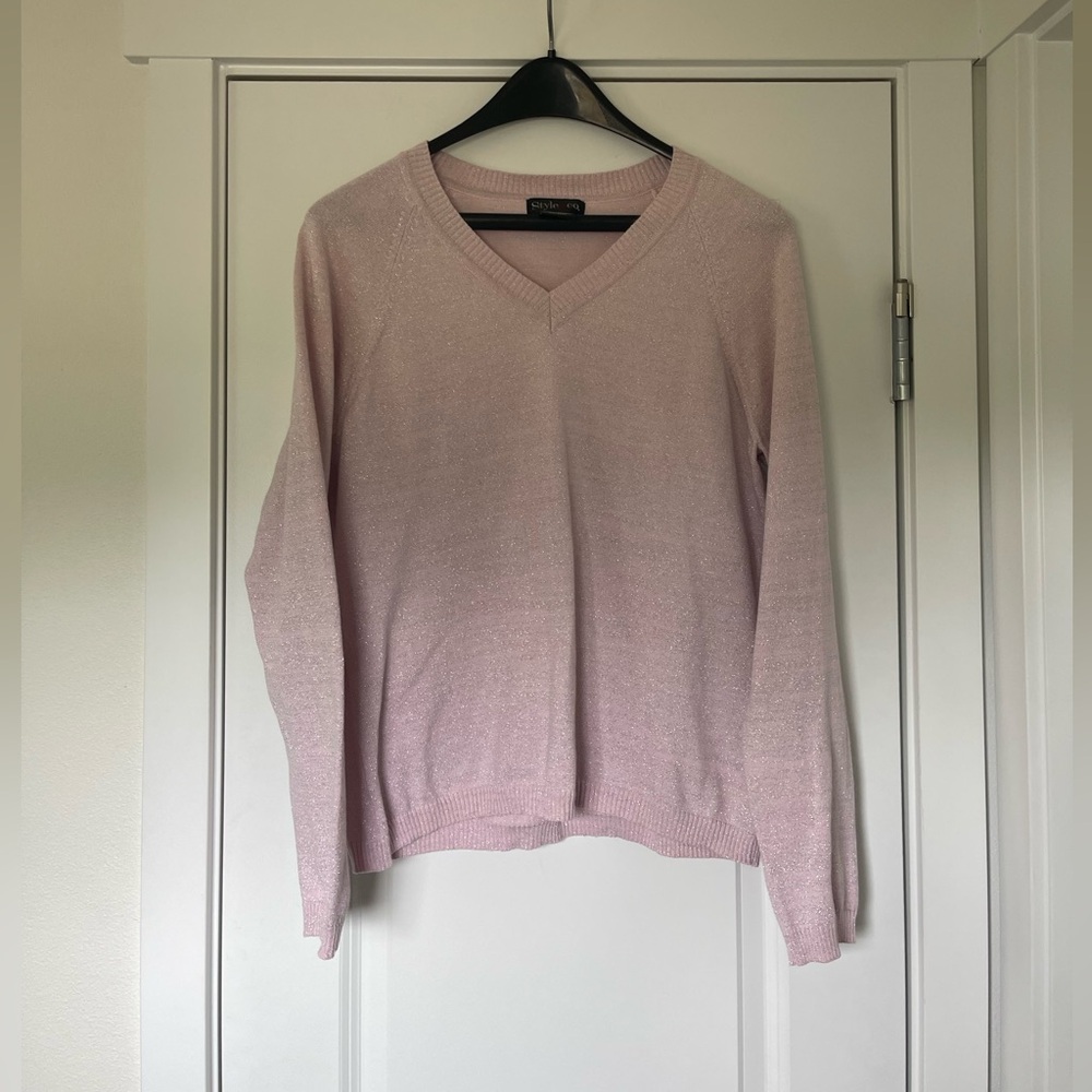 Pink sparkly v neck sweater